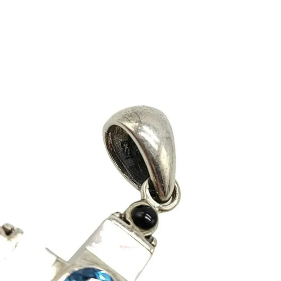 CSX Thailand Sterling Silver .925 Reversible Gemstone Cross Crucifix Vintage - Picture 4 of 4